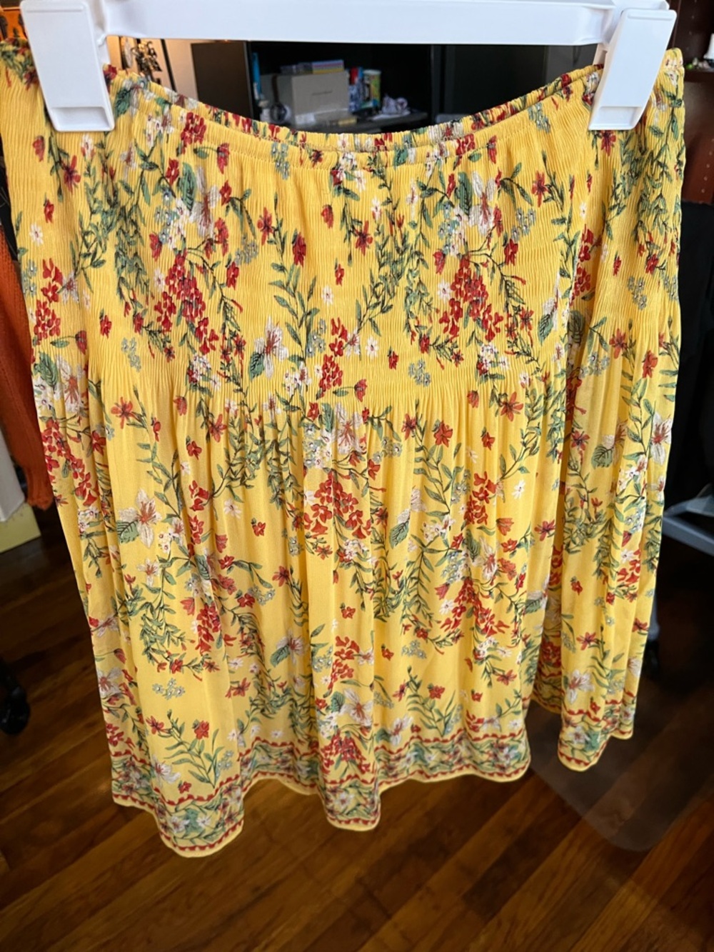 MAX STUDIO Gathered Waist Floral Print Skirt In Yellow Floral - Picture 5 of 6
